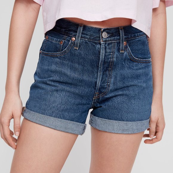 Levi's 501 Long Shorts 27 Blue Clue - Picture 1 of 9